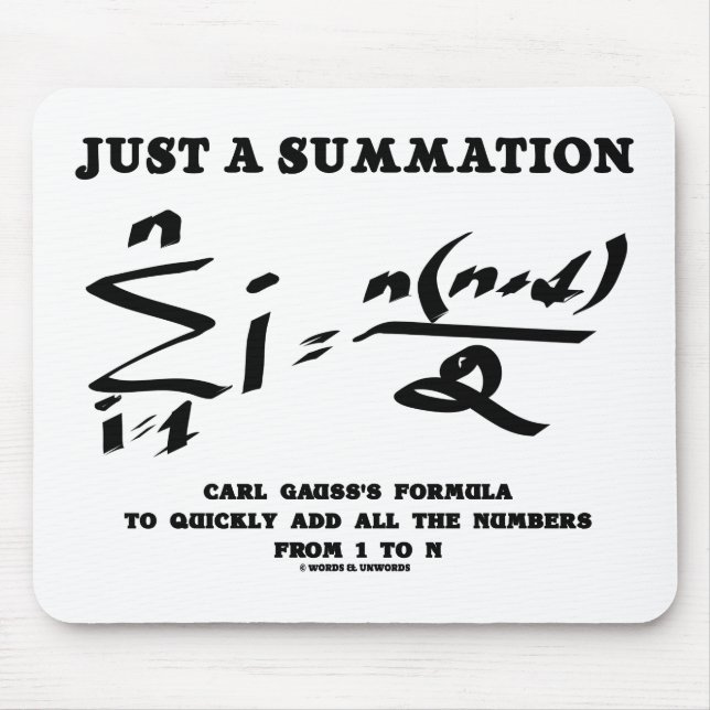 Just A Summation Math Equation Carl Gauss Formula Mouse Pad (Front)