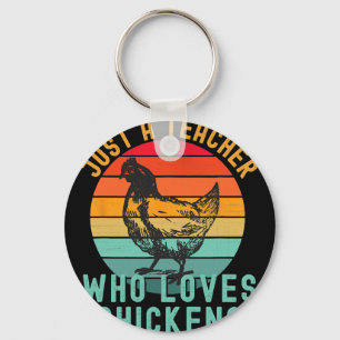 Just A Teacher Who Loves Chickens Vintage Chicken Key Ring