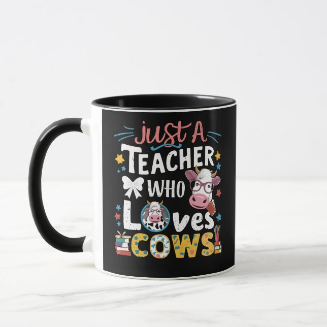 Just a Teacher Who Loves Cows Back to School Mug (Left)