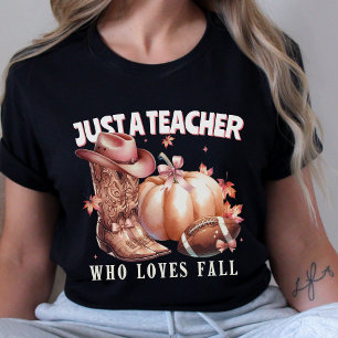 Just a Teacher Who Loves Fall Coquette T-Shirt
