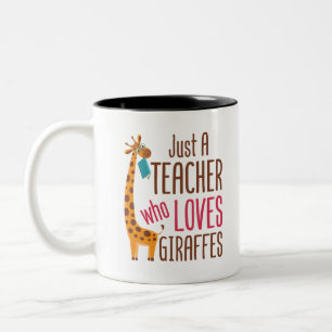 Just a Teacher Who Loves Giraffes Giraffe Lover Two-Tone Coffee Mug