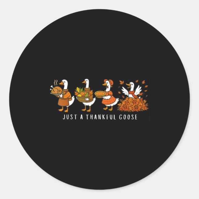 Just A Thankful Goose Funny Silly Goose Thanksgivi Classic Round Sticker (Front)