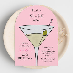 Just a Tini Bit Older 30th Birthday Party Pink Invitation