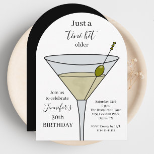 Just a Tini Bit Older Martini Birthday Party White Invitation