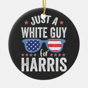Just a White Guy For Harris Support President La Ceramic Ornament