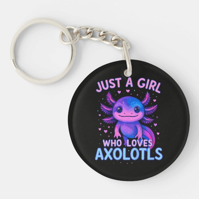 Just A Who Loves Axolotls Key Ring (Front)