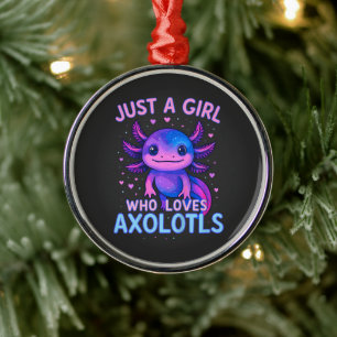 Just A Who Loves Axolotls Metal Ornament