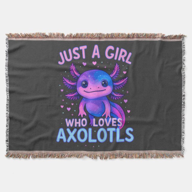 Just A Who Loves Axolotls Throw Blanket (Front)