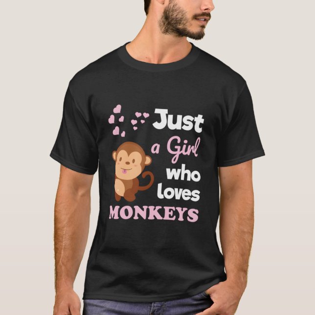 Just A Who Loves Monkeys Monkey T-Shirt (Front)