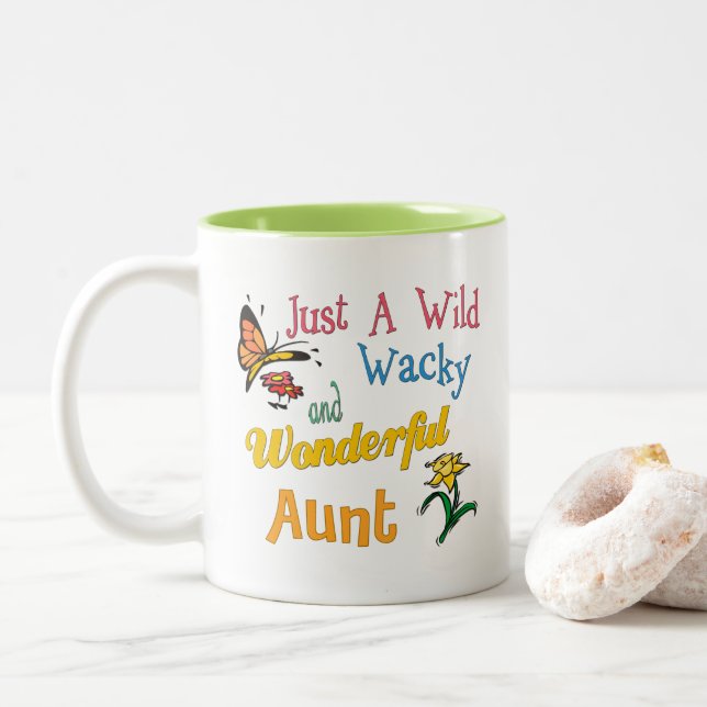 Just A Wild Wacky Wonderful Aunt Two-Tone Coffee Mug (With Donut)