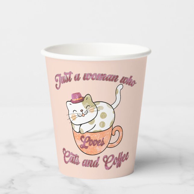 Just a Woman Who Loves Cats and Coffee Paper Cups (Front)