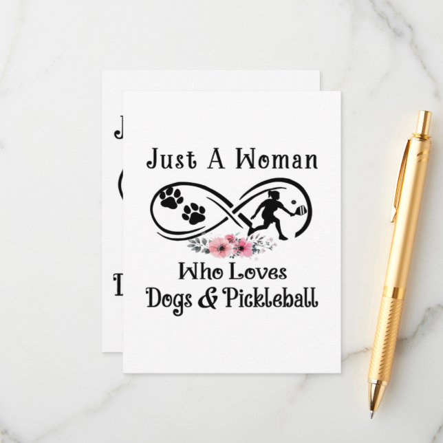 just a woman who loves dogs and Pickleball Enclosure Card (Front/Back In Situ)