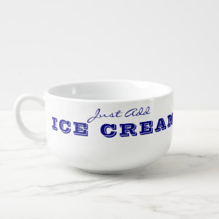 Just Add Ice Cream Bowls, Navy Blue and White Soup Mug