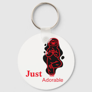 Just adorable black monkey and red text   key ring