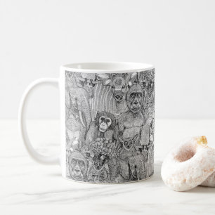 just african jungle animals black white coffee mug