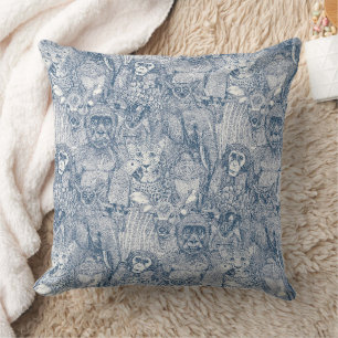 just african jungle animals cobalt blue half pearl cushion