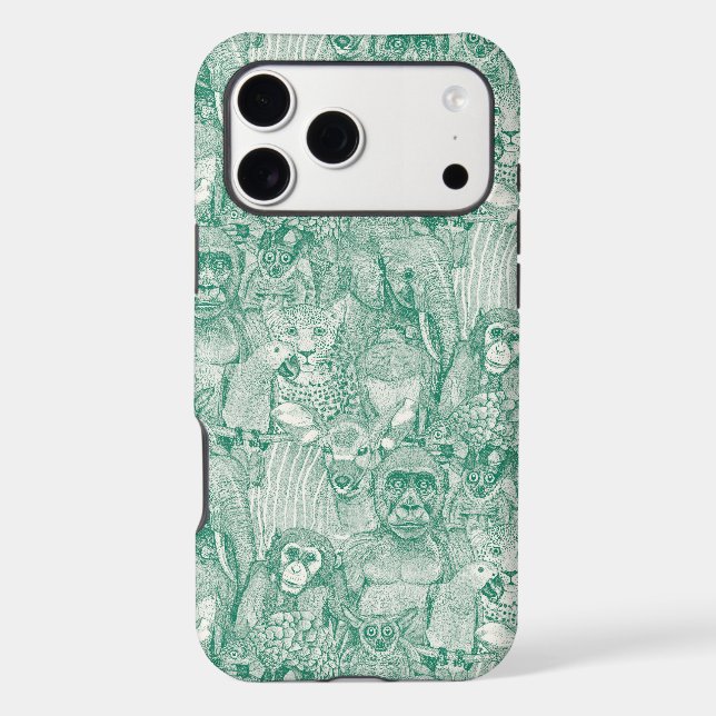 just african jungle animals emerald green hp (Back)