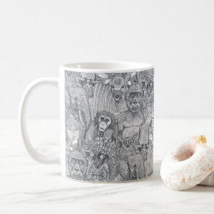 just african jungle animals iron grey white coffee mug