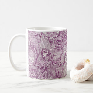 just african jungle animals purple half pearl coffee mug