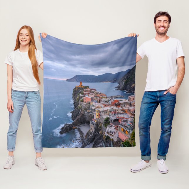 Just After Sunset | Vernazza, Cinque Terre, Italy Fleece Blanket (In Situ)