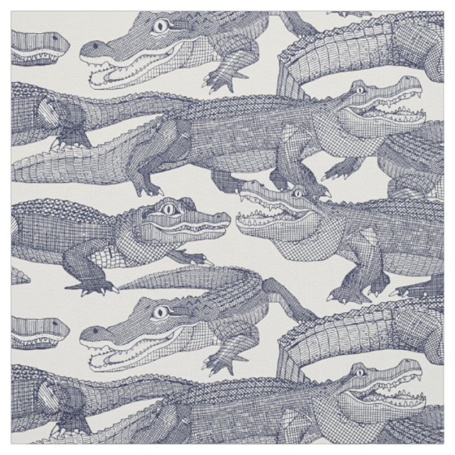 just alligators blue fabric (Swatch)