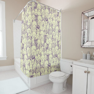 just alpacas purple cream shower curtain
