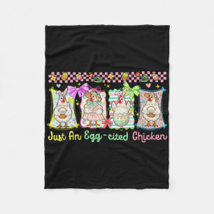 Just An Egg-cited Chicken Easter Group Bunny Chick Fleece Blanket