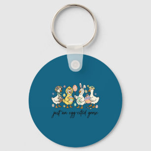 Just an egg-cited goose silly funny easter day key ring