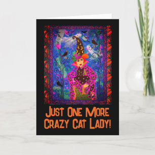 Just Another Crazy Cat Lady Witch Halloween  Holiday Card