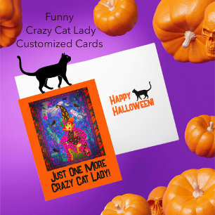 Just Another Crazy Cat Lady Witch Halloween  Holiday Card