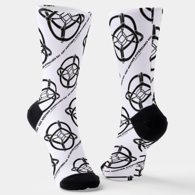 Just Another Hypercubed Day 4-D Polytope Socks (Angled)