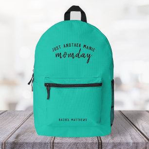 Just Another Manic Momday Super Mum Trendy Green Printed Backpack
