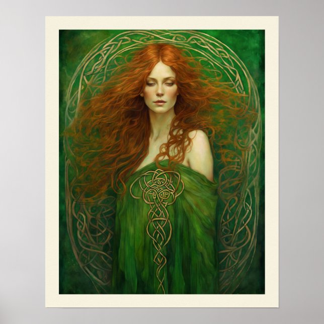 Just Awakened Green Gown Celtic Knot Women Poster (Front)