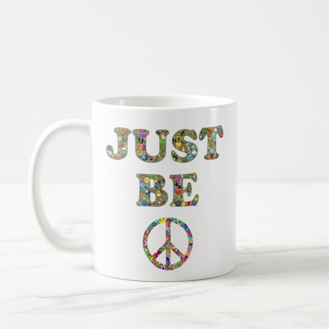 Just Be Peace Sign Colourful Zen Coffee Mug (Left)