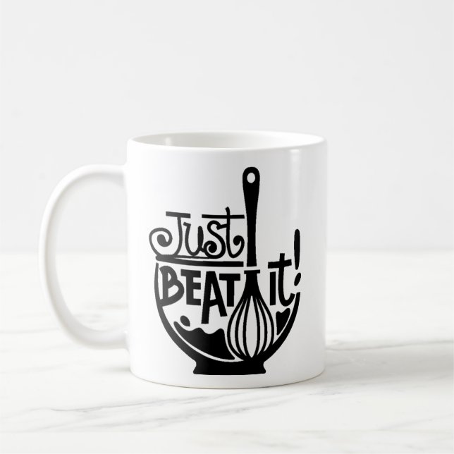 Just Beat It Pun, Whisk Cook Coffee Mug (Left)