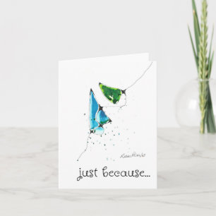 Just Because, Abstract Art, Cell Art Blue Green Card