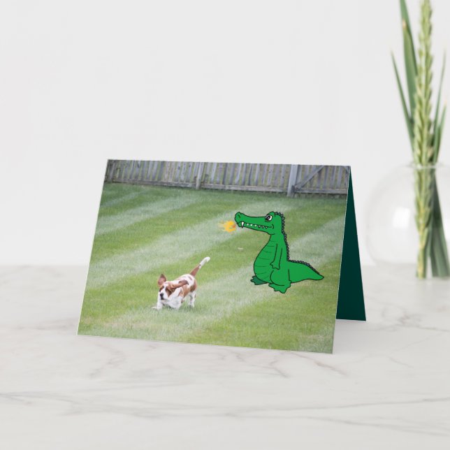 Just Because Card, Basset & Fire Breathing Dragon Card (Front)