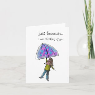 Just Because Card, Folk Art Watercolor Print Card