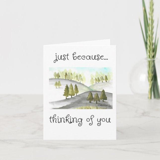 Just Because, Folk Art, Watercolor Tree Art Card (Front)