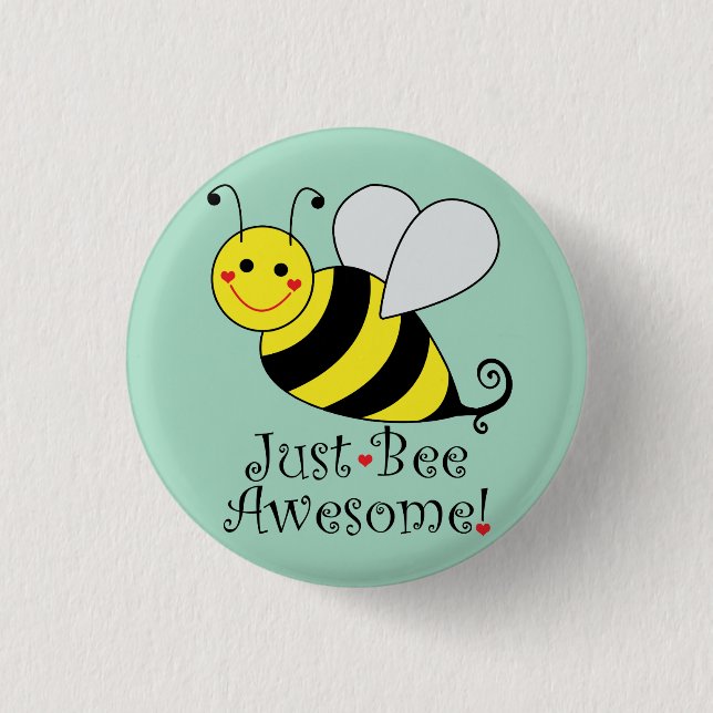 Just Bee Awesome Bumble Bee 3 Cm Round Badge (Front)
