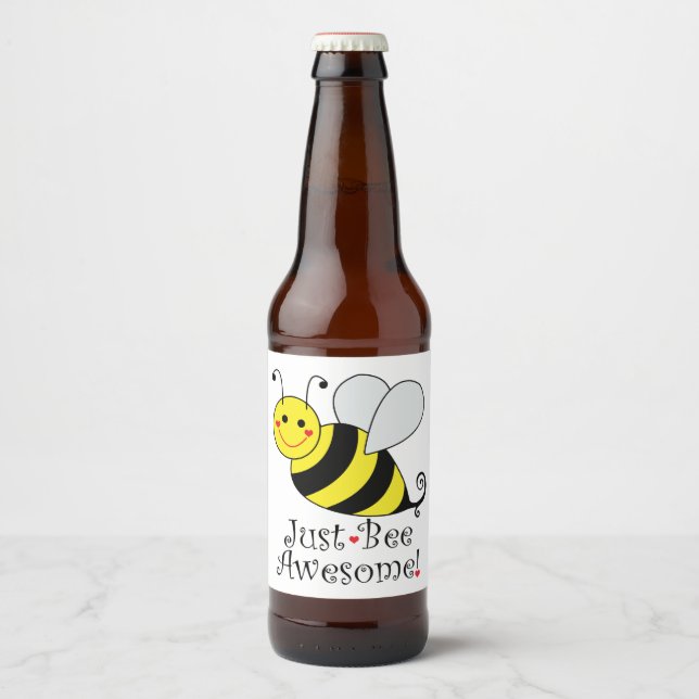Just Bee Awesome Bumble Bee Beer Bottle Label (Front)
