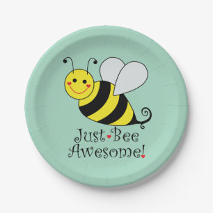Just Bee Awesome Bumble Bee Paper Plate