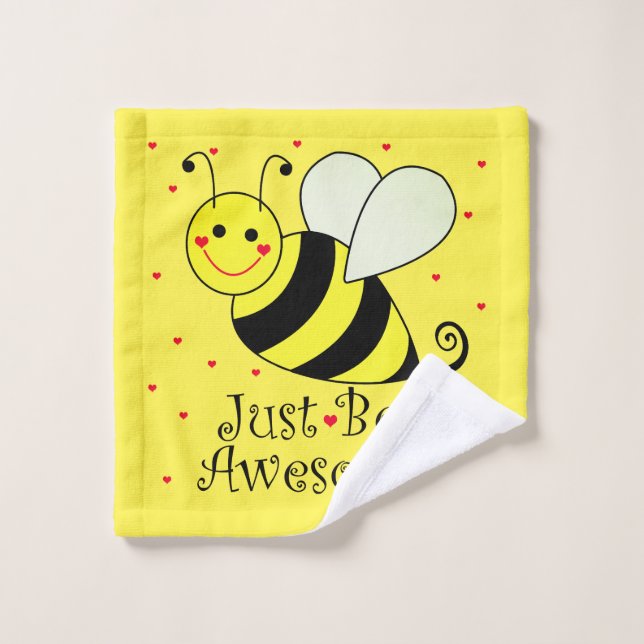 Just Bee Awesome Cute Yellow Bumble Bee Wash Cloth (Wash Cloth)