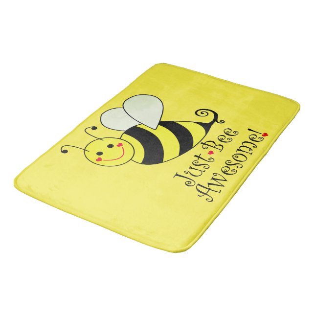 Just Bee Awesome Yellow Bumble Bee Bath Mat (Angled)