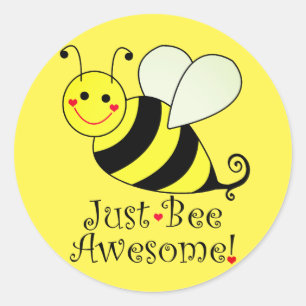 Just Bee Awesome Yellow Bumble Bee Classic Round Sticker
