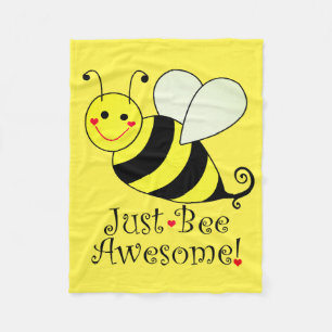Just Bee Awesome Yellow Bumble Bee Fleece Blanket