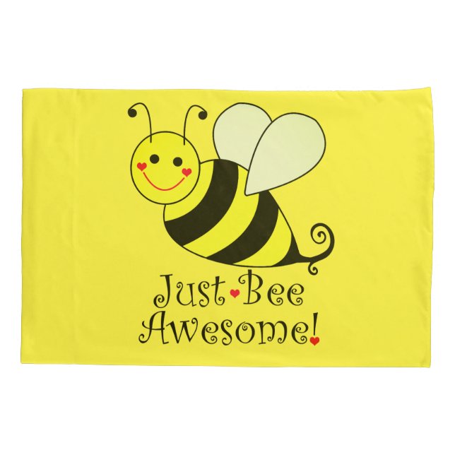 Just Bee Awesome Yellow Bumble Bee Pillowcase (Back)