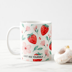 Just Bee Yourself Strawberry Floral Mug