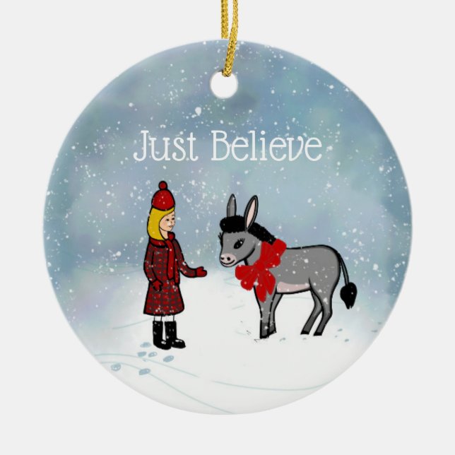 Just Believe Christmas Holiday Ornament (Front)