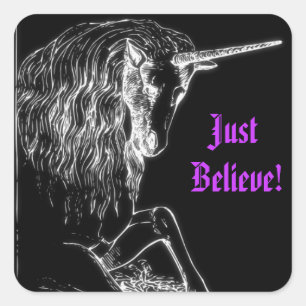Just Believe Unicorn Square Sticker